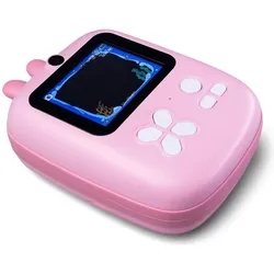 Hurtel Mini-Thermodrucker für Kinder mit Kamera und Camcorder – rosa (200 dpi), Etikettendrucker, Pink