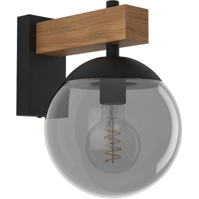 EGLO Wandleuchte "Bufalata Wandlampe, Außenleuchte, Metall, Kunststoff, Kugel, E27, IP44", schwarz, 1, H: 29cm, 1 Stk., Leuchten, Wand-/Deckenleuchte - L20 x H29 x AL27,5 cm - schwarz, braun, Wandleuchte