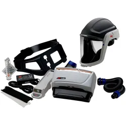 3M TR-619+ Versaflo Starterpaket inkl. TR-602E, Zubehör und 3M Versaflo Schutzhelm M306 mit Komfort-Gesichtsabdichtung und Polycarbonat Visier, klar