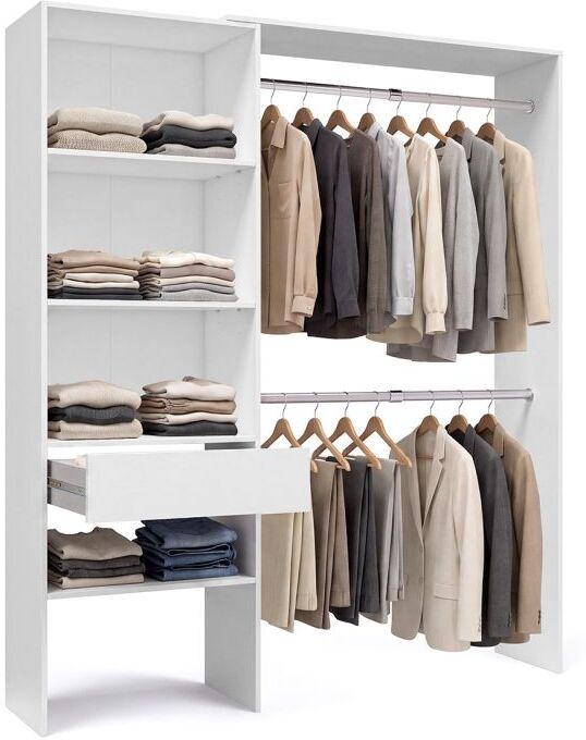 duehome Armario vestidor abierto con diseño funcional 158x187 cm Aura - Blanco Artik (Blanco Mate)