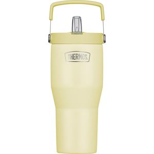 Thermos Thermobecher RS Flip Straw vanilla mat, gelb, hält 6 h warm und kalt, Edelstahl doppelwandig, 850 ml