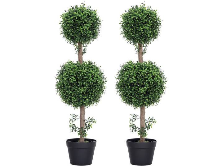 ComfortXL Kunstpflanze De-08582 2er-Set kugelförmig, UV-geschützt Grün, Kunststoff, 91.6 cm, Dekoration, Blumen & Blumentöpfe, Kunstpflanzen