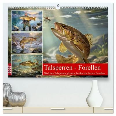 Talsperren - Forellen (hochwertiger Premium Wandkalender 2027 DIN A2 quer), Kunstdruck in Hochglanz