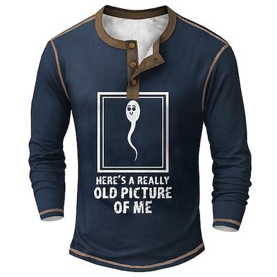 Lustiges 'Altes Bild von mir' Spermien Grafik Herren Langarm Henley Shirt
