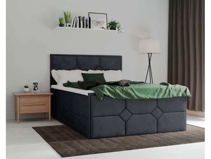 Boxspringbett HOME AFFAIRE Ambre , grau (anthrazit), B:121cm L:210cm, Komplettbetten, Boxspringbett, mit Taschen-Federkernmatratze