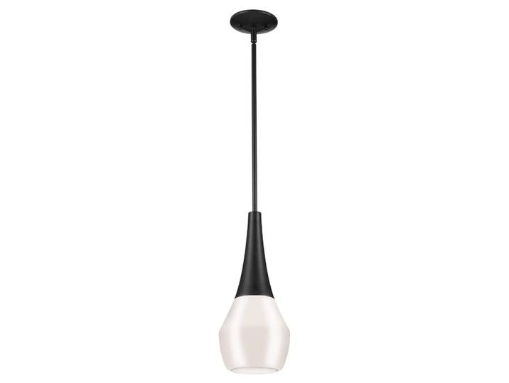 Suspension 1 Lumière Acier, Verre Opalin Brillant
