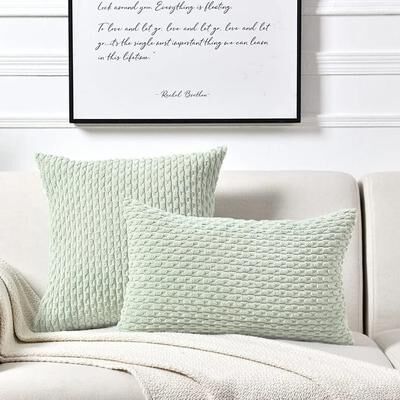 Inspired Finds Boho Striped Throw Pillow Soft Farmhouse Couch Cushion For Sofa Bed And Home Decor light Green