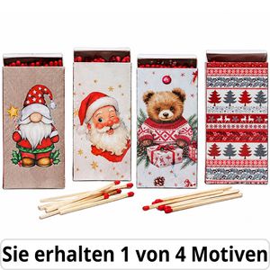 Böttcher-AG Streichhölzer Kaminstreichhölzer, 10 cm, lang, hohe Brenndauer, Weihnachtsmotive, 50 Stück
