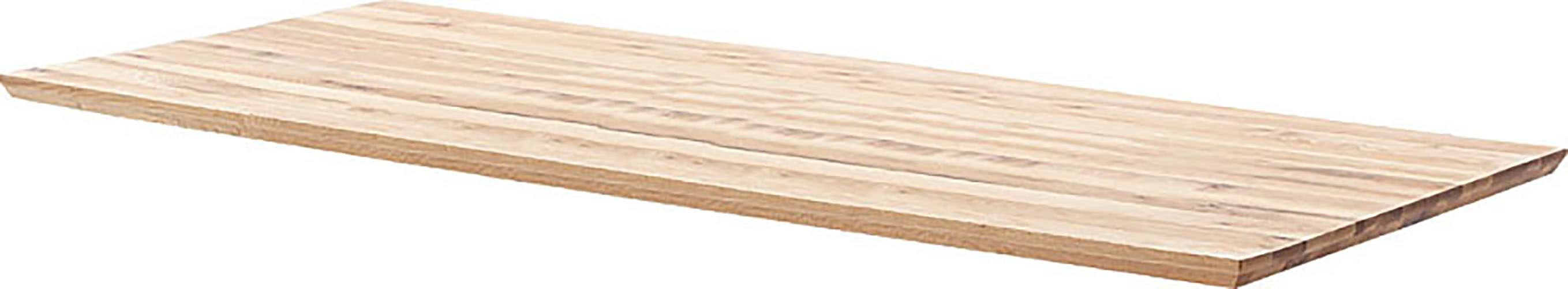 Esstisch MCA LIVING "Palais Esstisch", beige (naturfarben, schwarz, naturfarben), B:220cm H:77cm T:100cm, Zerreiche, durchgehende Lamelle, Tische, Esstisch, durchgehende Lamelle aufgedoppelt naturfarben, schwarz, naturfarben B/H/T: 220cm x 77cm x 100cm, s