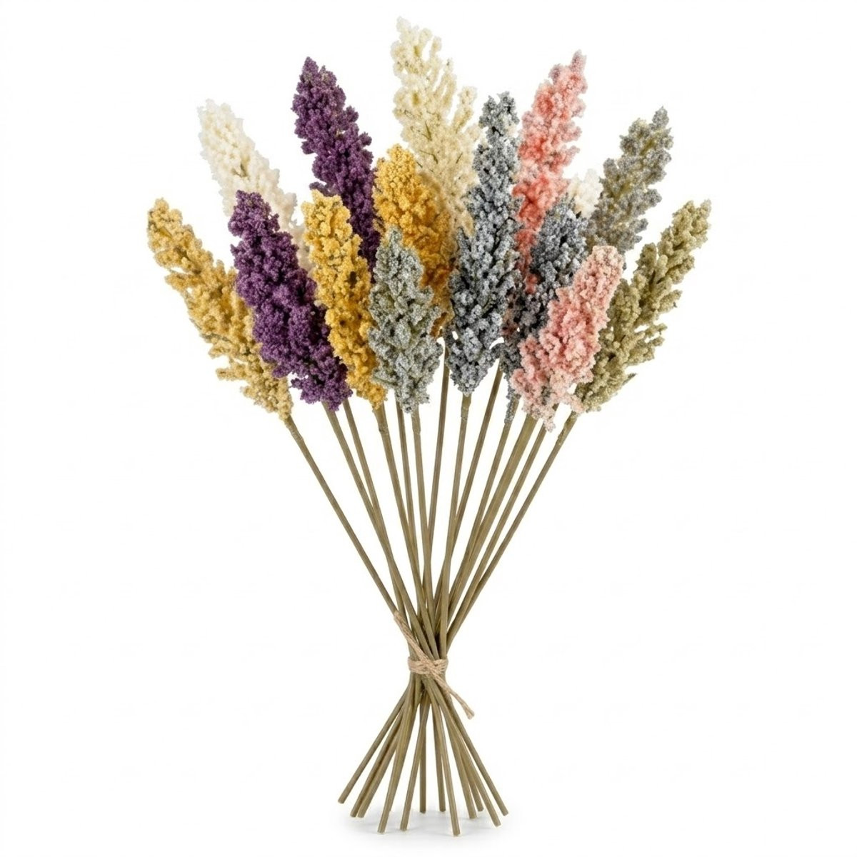 Nuvex Kunstmatige Lavendel Bloemen Pastel Multicolor Mini Droogboeket met 14 Decoratieve Takken