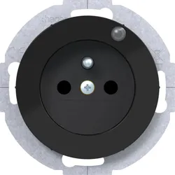 Hager WLS1863BG Steckdose mit Schutzkontaktstift und Kontroll-LED R.Classic schwarz, glänzend