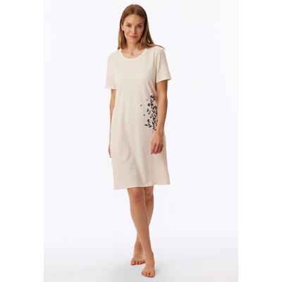 Nachthemd UNCOVER BY SCHIESSER "UNCOVER Nightwear", Damen, Gr. 48, N-Gr, Kurzarm, Single Jersey, beige (408, beige), Single Jersey, Obermaterial: 100% Baumwolle, Basic knielang, Rundhals, Kleider Nachthemd, mit kurzen Ärmeln, runder Halsausschnitt