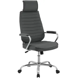 CLP Bürostuhl ergonomisch Rako, Schreibtischstuhl höhenverstellbar drehbar Kunstleder, Rückenlehne mit Kopfstütze, Armlehnen gepolstert