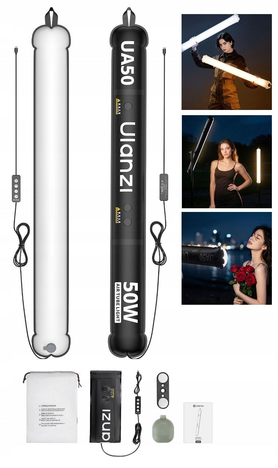 Ulanzi UA50 Tuba LED-paneel met luchtkoeling, 50W, Magnes, kleurtemperatuur 2700-6500K, opblaasbaar