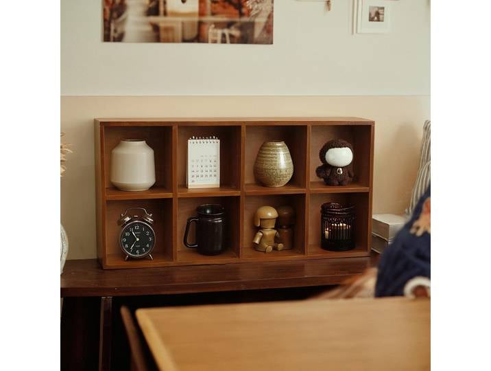 Simple tasse en bois anti-poussière support affichage étagère de rangement armoire de rangement cosmétique support de rangement poupée vitrine rustique