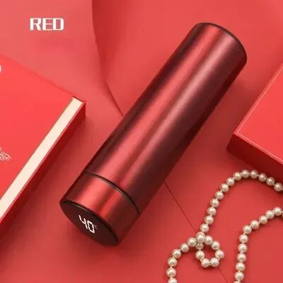 Friendly Fresh Finds Stainless Steel Thermos Bottle With LED Digital Temperature Display Intelligent Temperature Measurement Vacuum Flask red