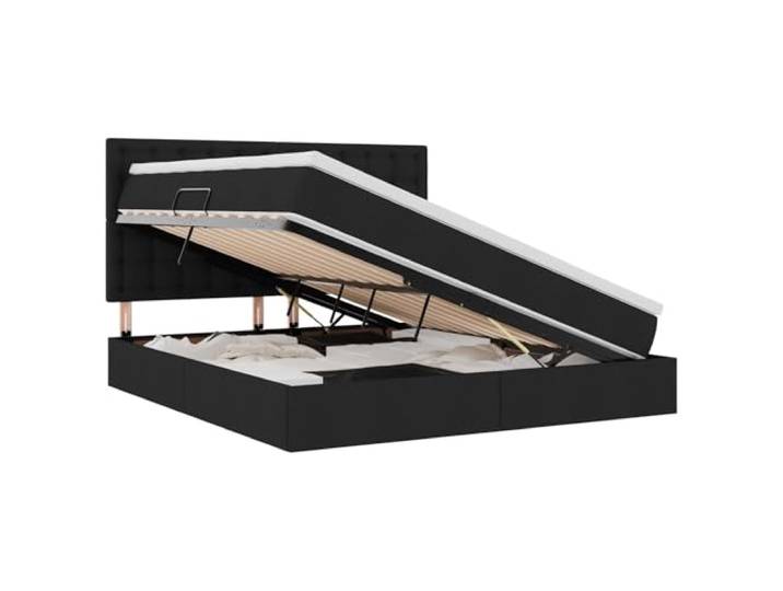KKgypkn **Kunstlederbett 180x200 cm mit Matratze, seitlich geöffnetes Stauraumbett, schwarz, Polyester, inklusive Hydraulik-Lift**