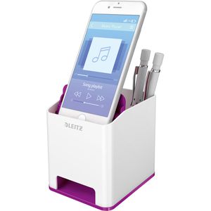 Leitz Stiftehalter 5363-10-62 WOW Sound Duo Colour, Kunststoff, 1 Fach, weiß / violett