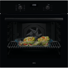 AEG NBU5A20SK Backofen 60cm Schwarz 8Heizarten Versenkknebel Aquareinigungsfunktion A+
