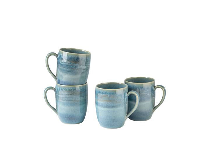 Becher GIPFELSTÜCK Tiefer See , blau (blau, grün), 4, Trinkgefäße, Becher