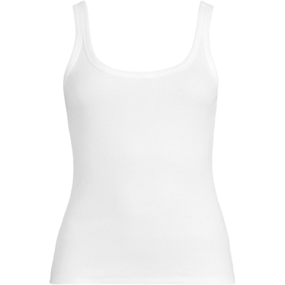 Ripp-Tanktop für Damen, Damen, size: regular, Weiß, Elasthan/Baumwoll-Mischung, by Lands' End