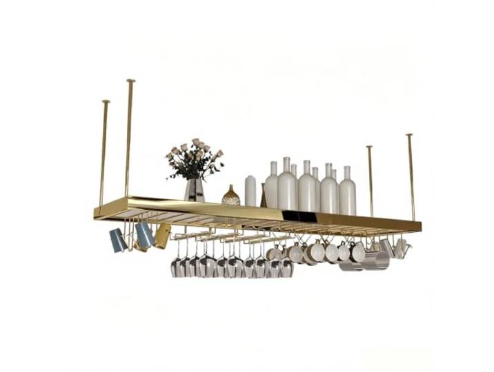 Cenz-888 Weinregal Hängendes Weinregal An Der Decke Lagerung von Restaurants und Bars(Gold,XXL)