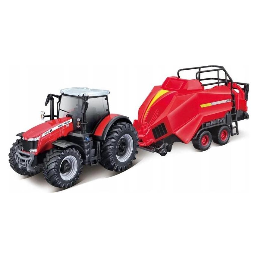 Bburago Diecast 1:43 FarmLand Massey Ferguson 8740S with Baler Lifter Motorized Ages 3+ 18-31667 (39445504)