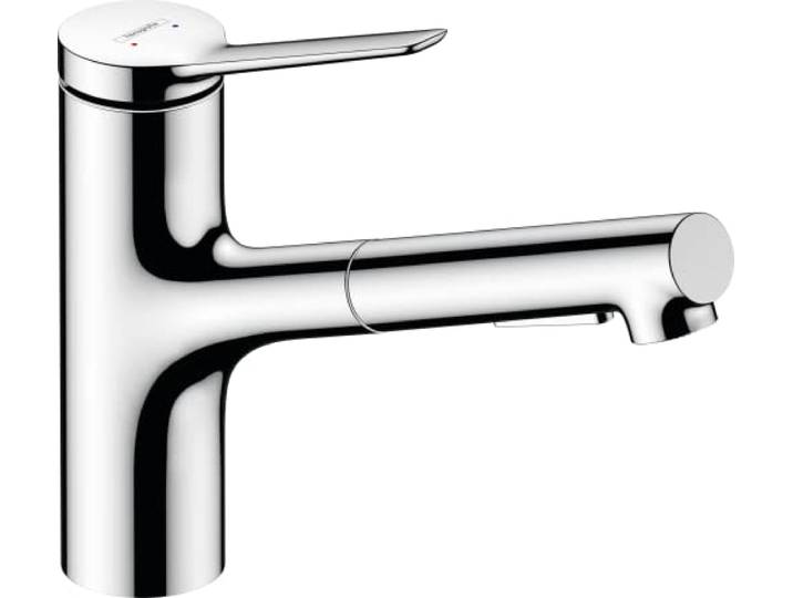 hansgrohe Keukenkraan Zesis M33, keukenkraan met uitloop hoogte 150 mm, waterbesparend, 150° draaibaar, uittrekbaar, 2 straalsoorten, chroom