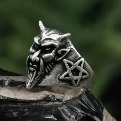 Drachensilber Teufel Ring Gothik Schmuck 925 Silber Devil 50 - Silber