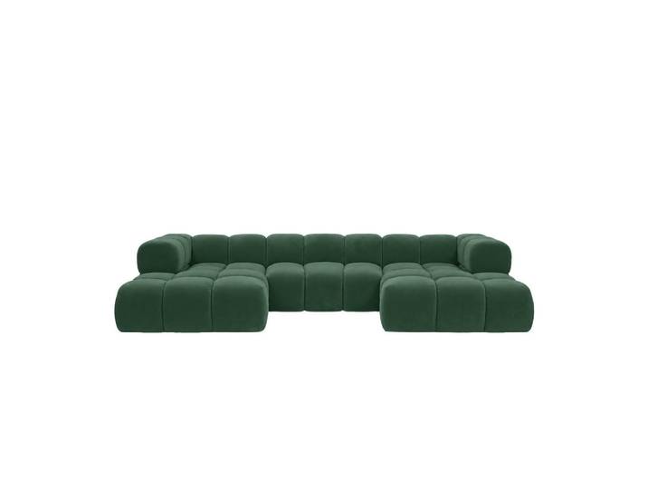 Kaiser Möbel Ecksofa U-Form, Veloursstoff Bluvel, Grün, Averro U, Holz, 360x70x150 cm, Wohnzimmer, Sofas & Couches, Wohnlandschaften, Wohnlandschaften in U-Form