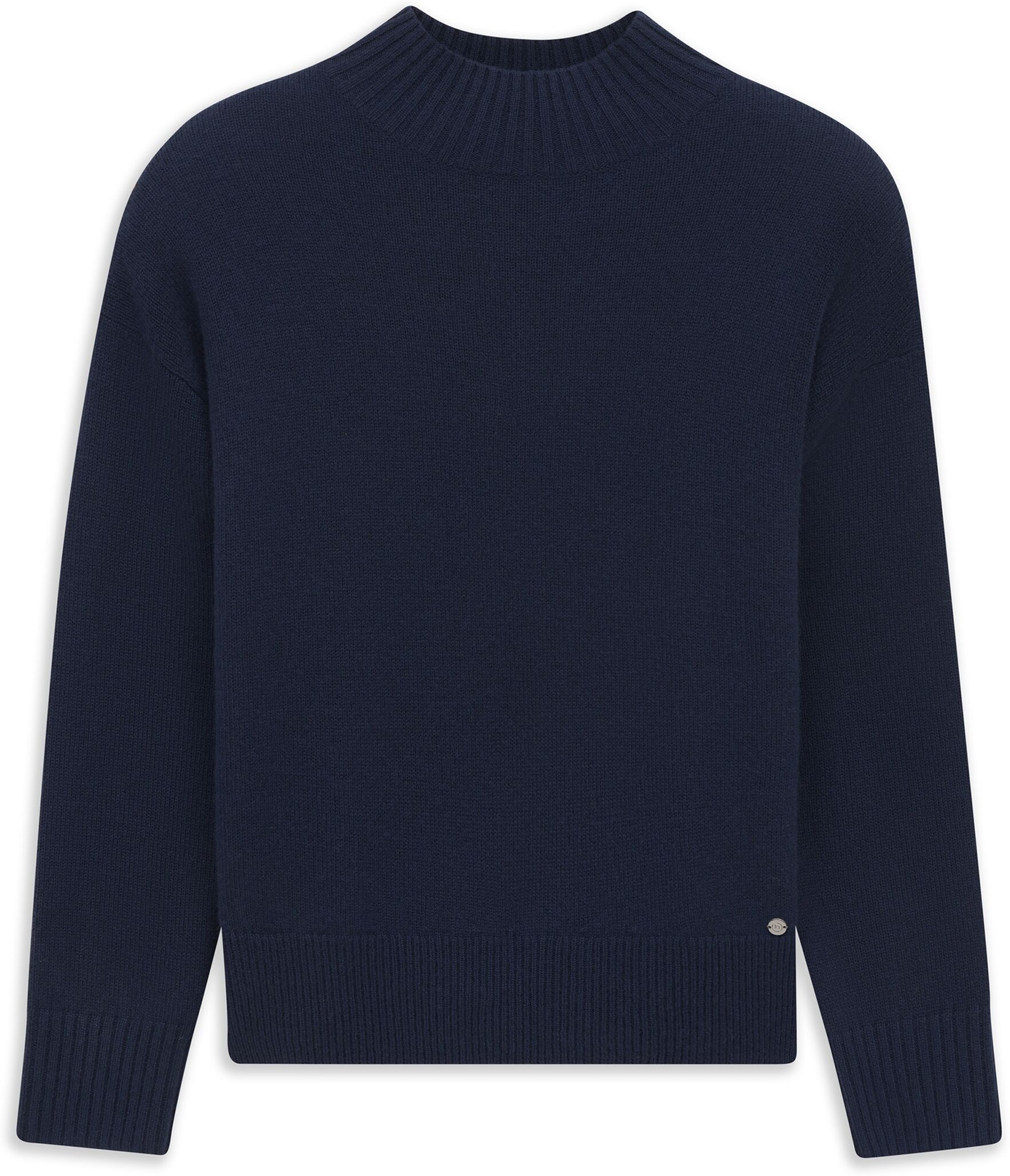 Rundhalspullover BUGATTI "Regular Fit", Damen, Gr. XL, blau (390, marine), 100% Kaschmir, unifarben, regular fit, Rundhals, Pullover Rundhalspullover, Regular Fit Kaschmir