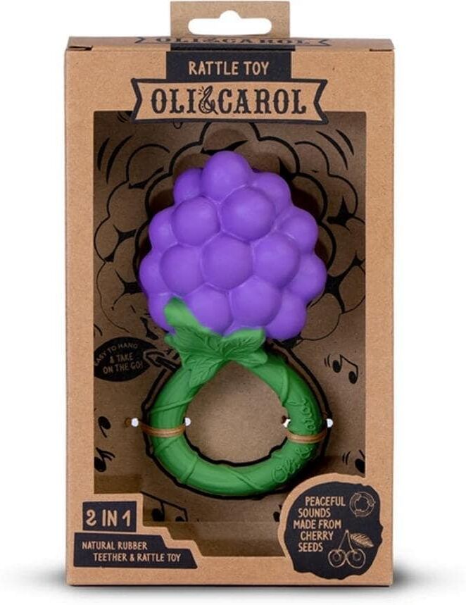 Rassel "Oli&Carol Grape", Baby, bunt (grün, lila), Kautschuk, Greifspielzeug Rassel grün, lila Einheitsgröße