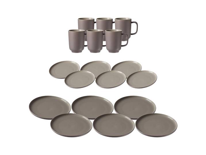 Geschirr-Set RITZENHOFF & BREKER Tafelservice Jasper 18er Set , grau (taupe), 18, Keramik, Geschirr-Sets, Geschirr-Set, Spülmaschinengeeignet