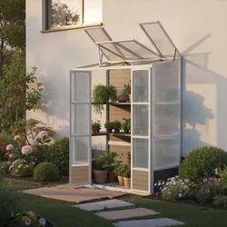 HOME DELUXE Anlehngewächshaus YANA GREEN - Grau