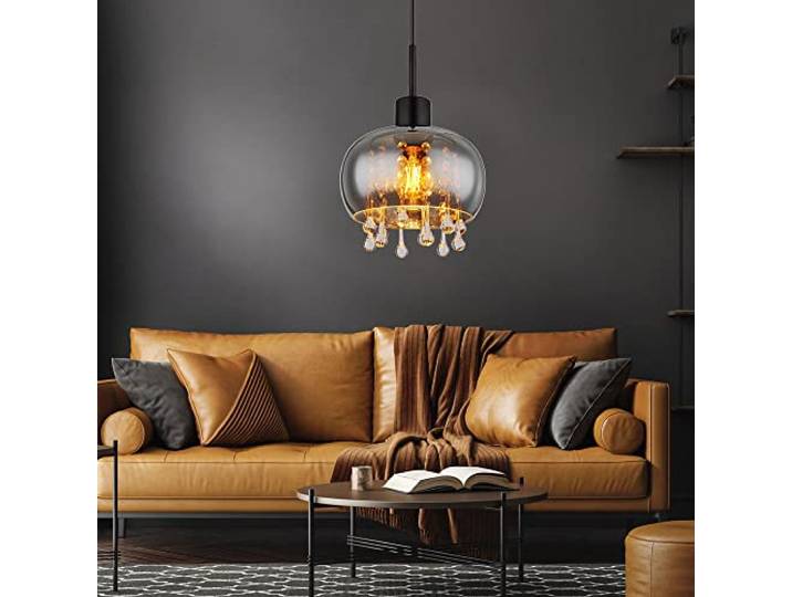 Pendelleuchte Hängeleuchte Esszimmerleuchte Deckenlampe Glaskristalle D 21 cm