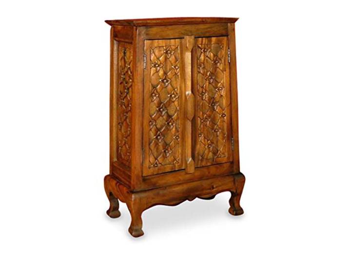 livasia Asiatischer Schrank aus Massivholz – 50x30x80cm – Handgeschnitztes Highboard aus Akazienholz, Kommode mit Einzigartigem Design, Nachhaltig & hochwertig