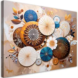 LEINWANDBILD Abstraktion Kreise im Boho-Stil Beige 90x60cm