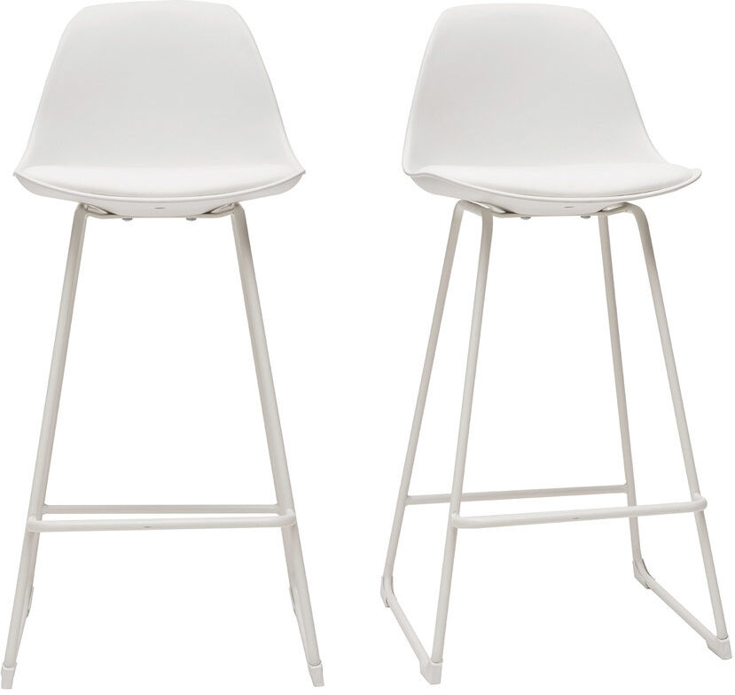 Miliboo Design-Barhocker weiße Metallbeine 66 cm (2er-Satz) FRANZ