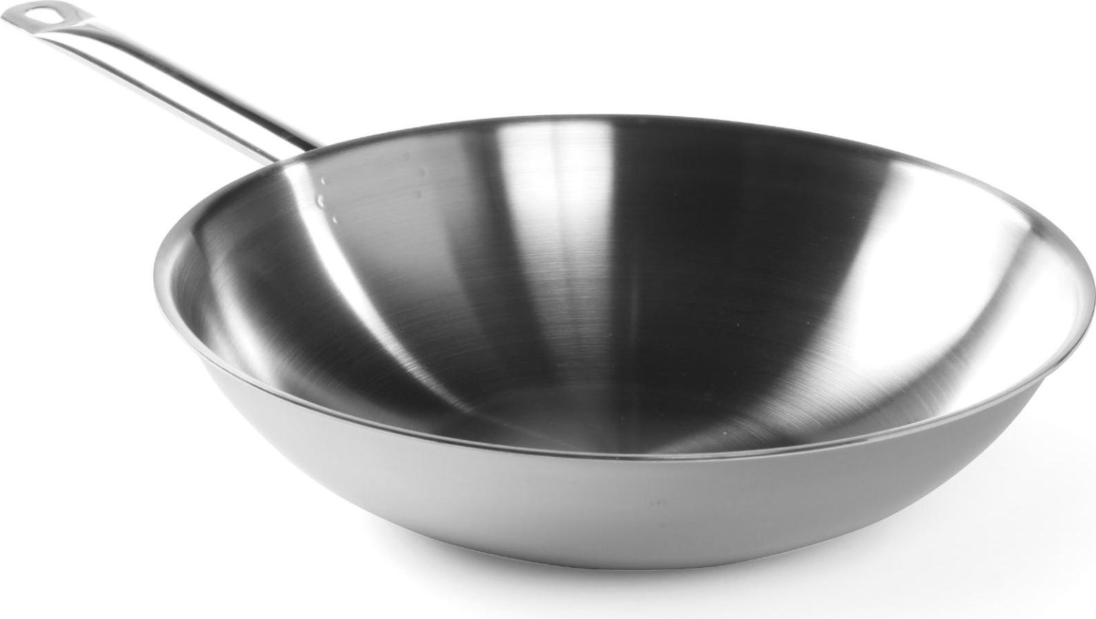 HENDI wokpan van roestvrij staal, 360 x 90 mm, bodemdiameter 145 mm