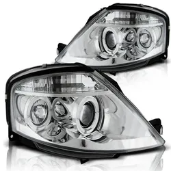 LED Angel Eyes Scheinwerfer passend für Citroen C3 02-09 chrom