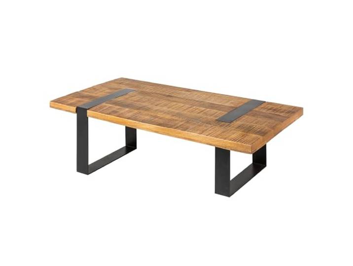 Riess Ambiente Massiver Couchtisch Iron Craft 100cm braun Natur Mangoholz schwarz Metall Sofatisch Holztisch Wohnzimmertisch Industrial-Design Massivholz