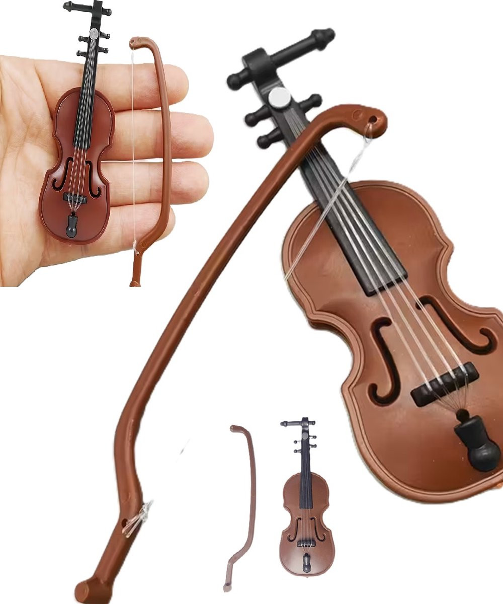 Miniatuur Viool Decoratie Rood - 8,3 cm - Muziek Thema Ornament voor Kerst, Poppenhuis en Interieur