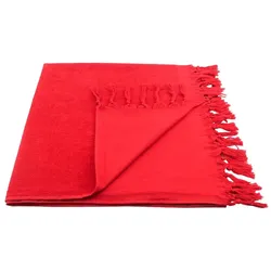 Sensepura Hamamtuch Frottee mit Fransen ca. 90x180 cm rot Baumwolle