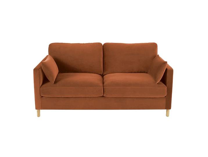 Canapé convertible 3 places en velours orange écureuil, matelas 14 cm