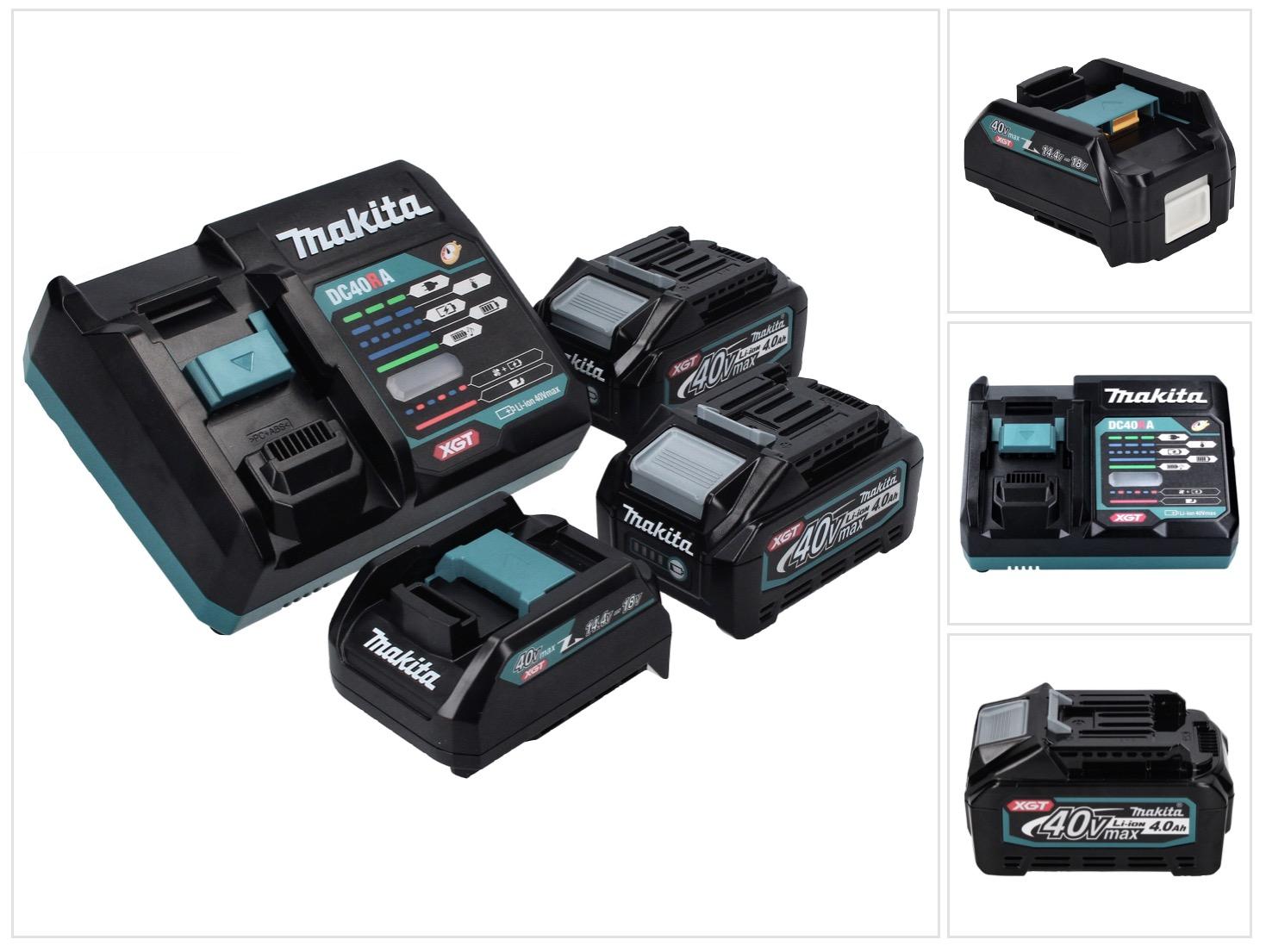 Makita Power Source Kit 40 V max. mit 2x BL 4040 Akku 4,0 Ah XGT + DC 40 RA Schnell Ladegerät XGT LXT + ADP10 Ladeadapter