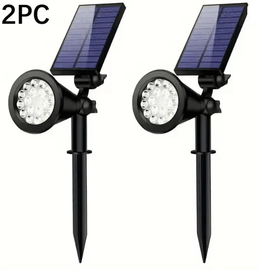 Inspire Essentials SolarGlow Garden Spotlight 2 Pack Outdoor Solar Landscape Spotlight With Smart Light Control & Waterproof Design 2 Pc White