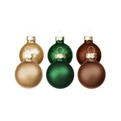 Weihnachtskugeln aus Glas, karamell, grün, braun, 2 cm Ø, 25 Stück
