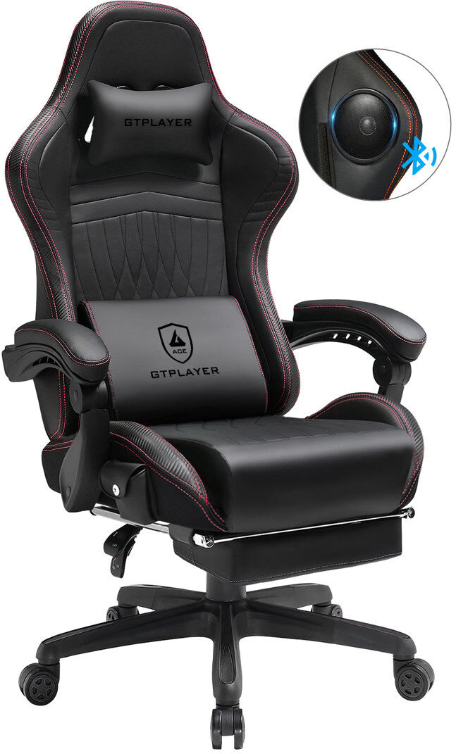 17 Stories Gaming Chair, Computer Chair with Footrest and Bluetooth Speakers, High Back Ergonomic Gaming Chair, Reclining Gaming Chair with Linkage Armrests for Dark Brown 138cm H X 75cm W X 75cm D