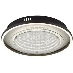 Deckenleuchte Deckenlampe Wohnzimmerlampe Aluminium schwarz matt Glas 3D Effekt LED D 40 cm