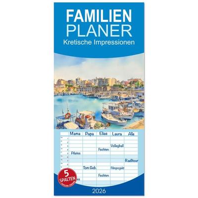 Familienplaner 2026 - Kretische Impressionen mit 5 Spalten (Wandkalender, 21 x 45 cm) CALVENDO